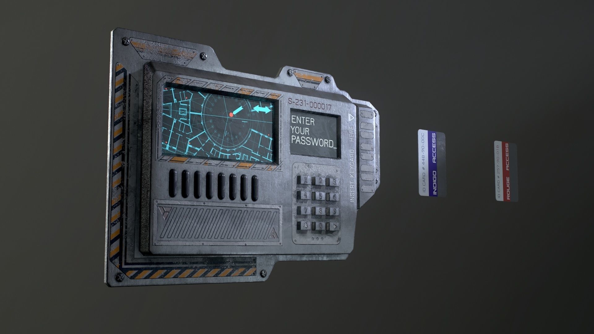 Sci-Fi Door electric lock keypad or Card reader Low-poly 3D model_60