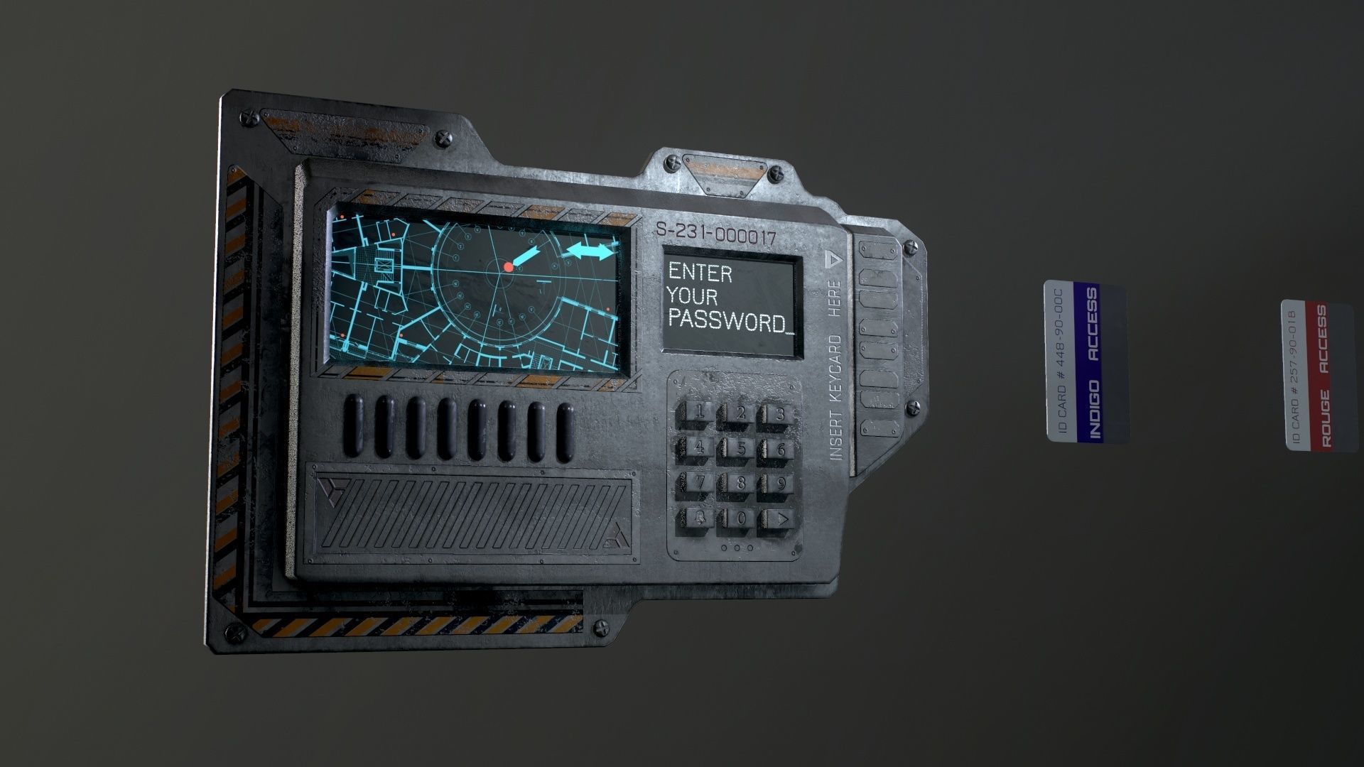 Sci-Fi Door electric lock keypad or Card reader Low-poly 3D model_43