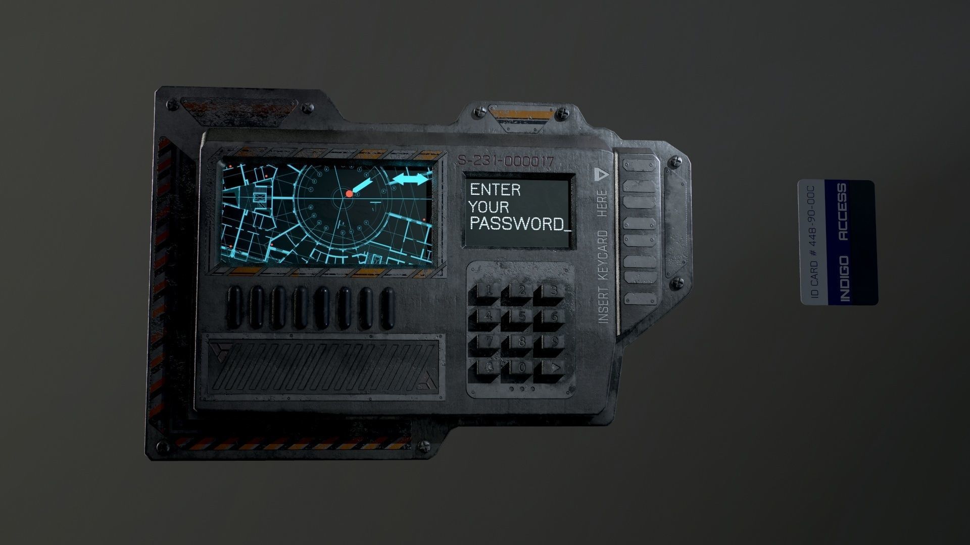 Sci-Fi Door electric lock keypad or Card reader Low-poly 3D model_54