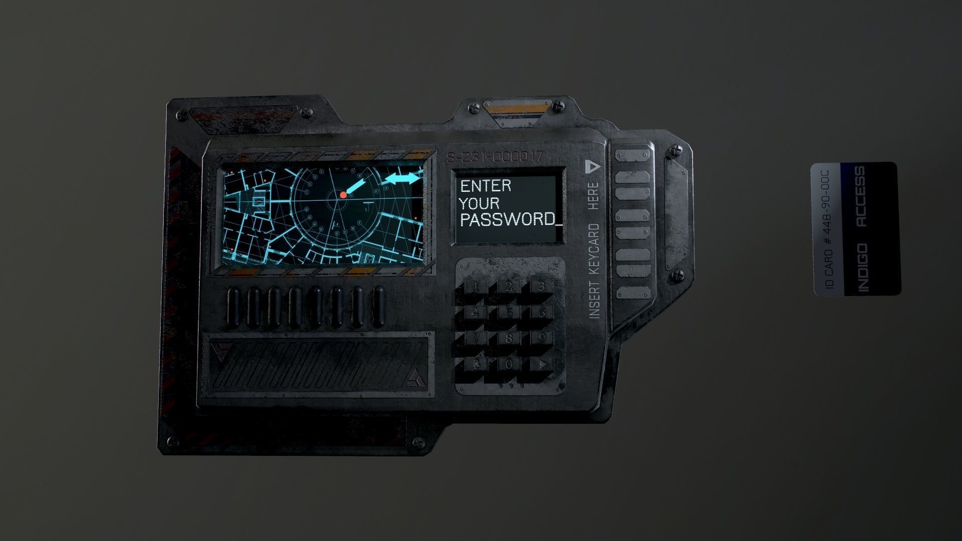 Sci-Fi Door electric lock keypad or Card reader Low-poly 3D model_48