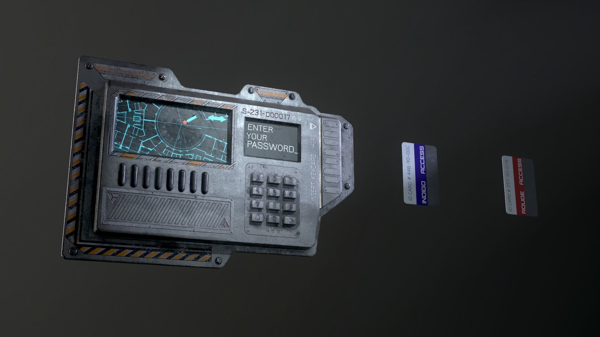 Sci-Fi Door electric lock keypad or Card reader Low-poly 3D model_24