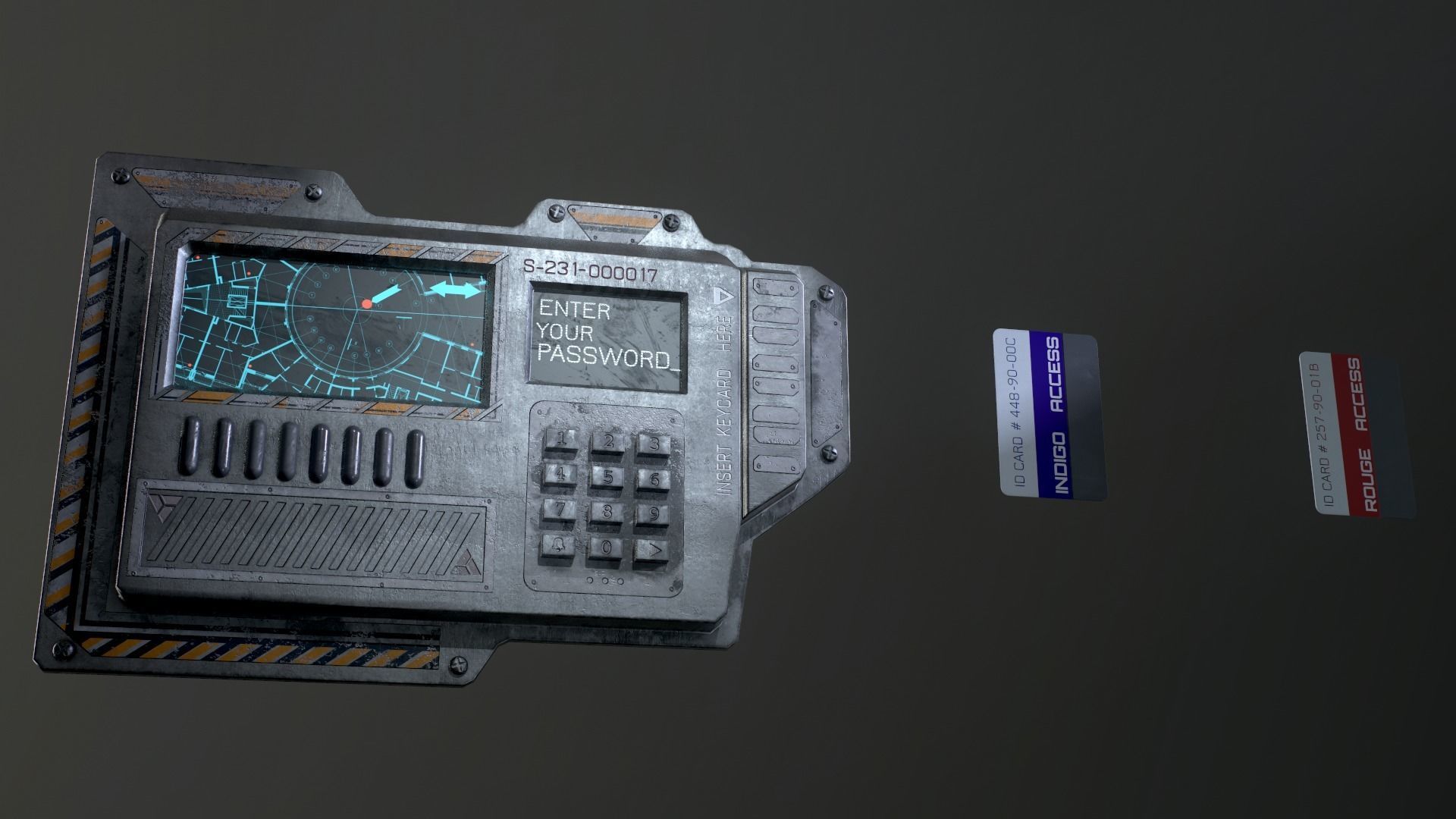 Sci-Fi Door electric lock keypad or Card reader Low-poly 3D model_19