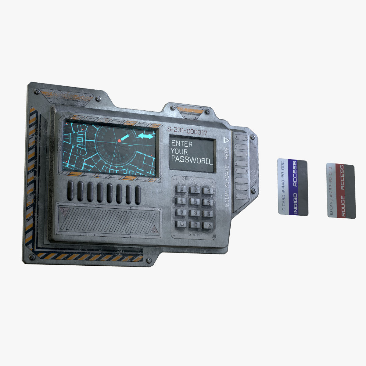 Sci-Fi Door electric lock keypad or Card reader Low-poly 3D model_5