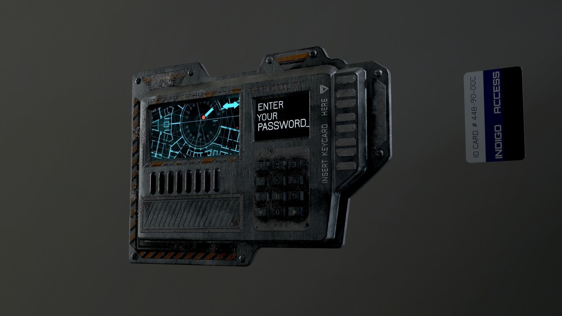 Sci-Fi Door electric lock keypad or Card reader Low-poly 3D model_57