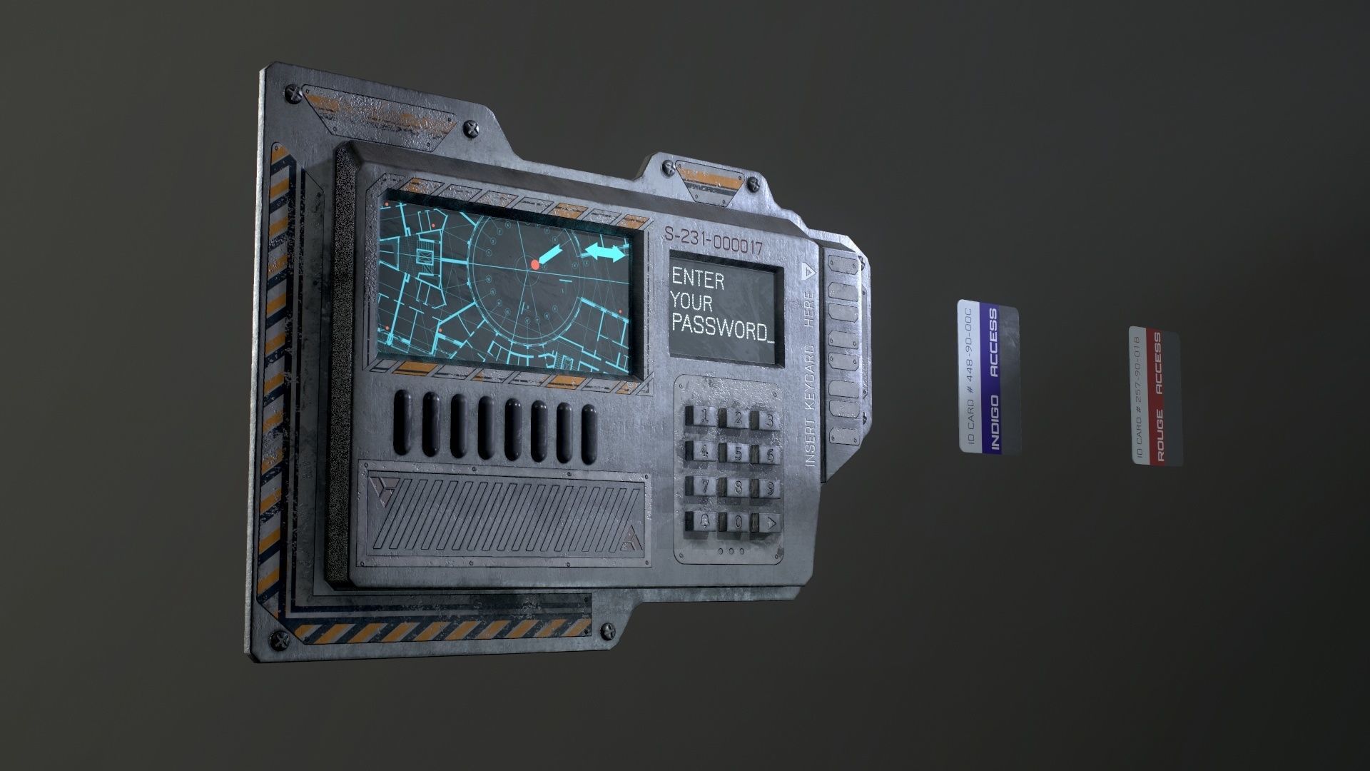 Sci-Fi Door electric lock keypad or Card reader Low-poly 3D model_50