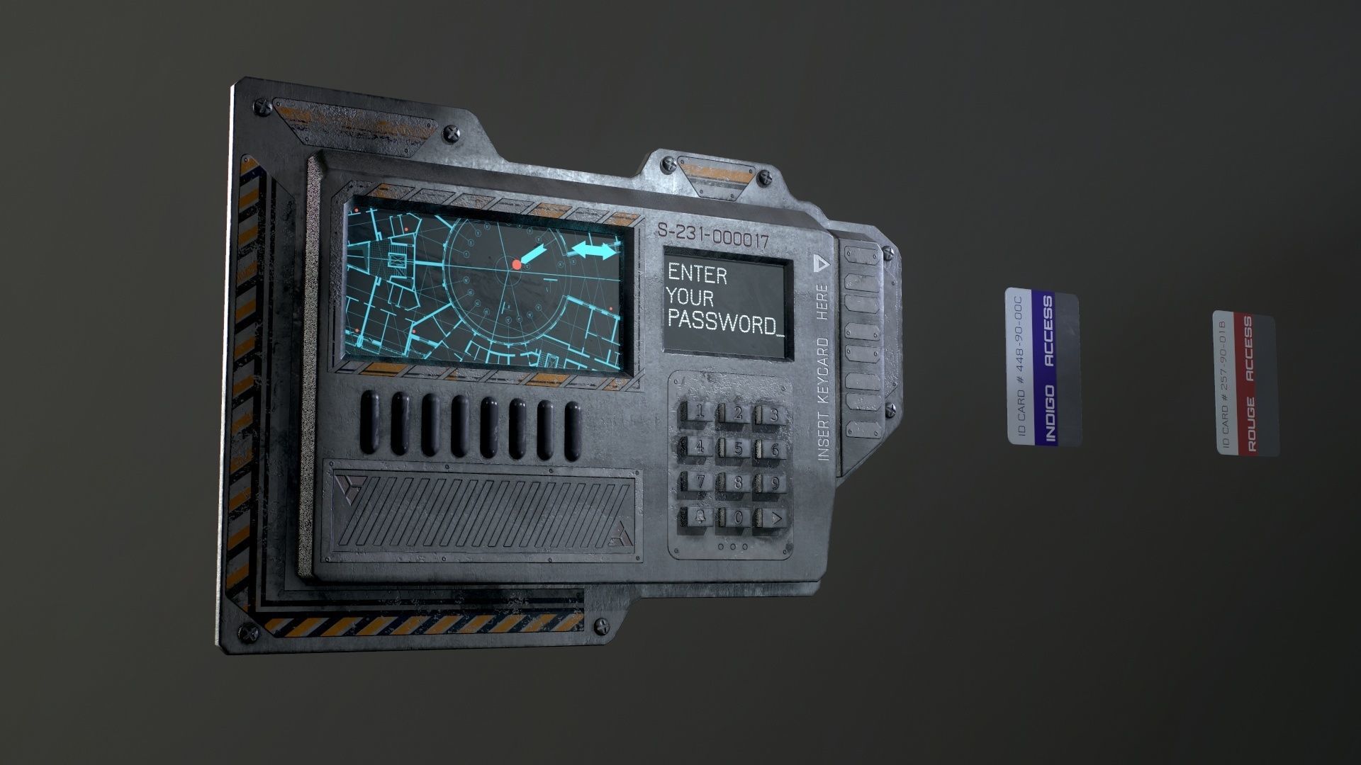 Sci-Fi Door electric lock keypad or Card reader Low-poly 3D model_61