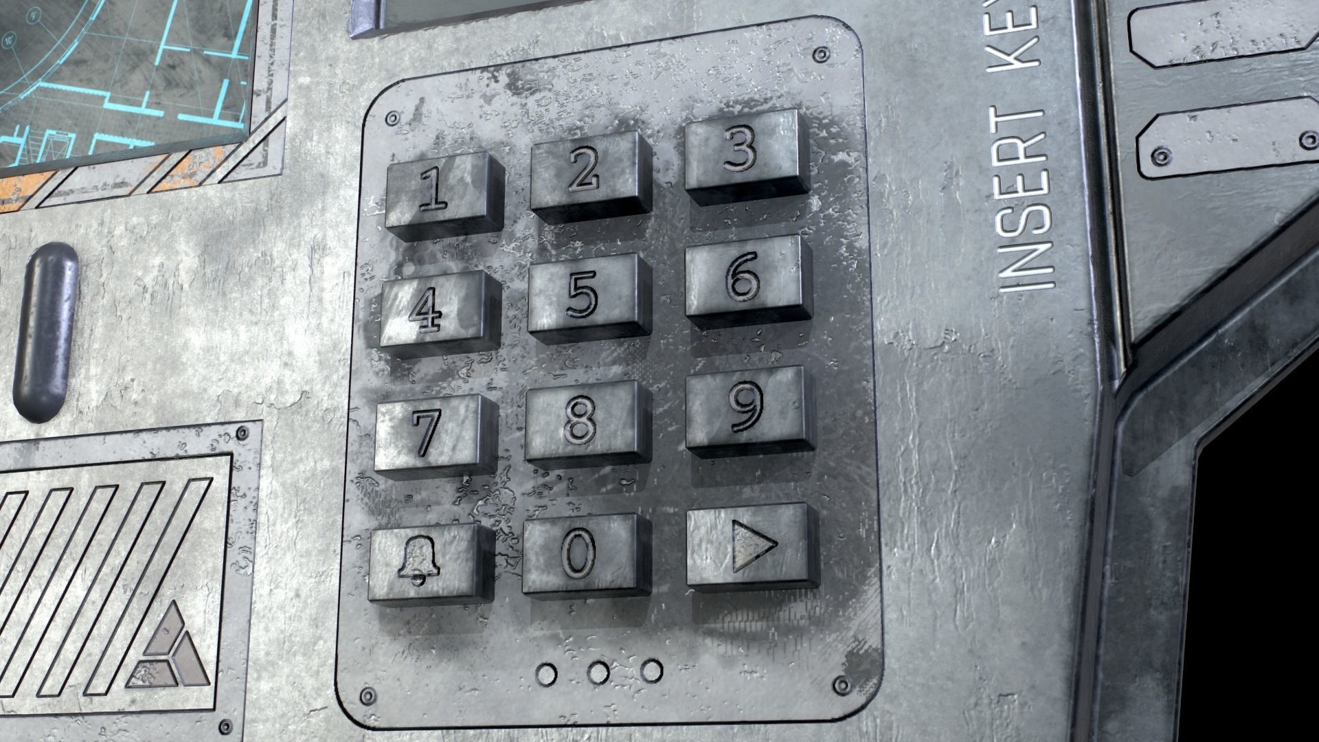 Sci-Fi Door electric lock keypad or Card reader Low-poly 3D model_20