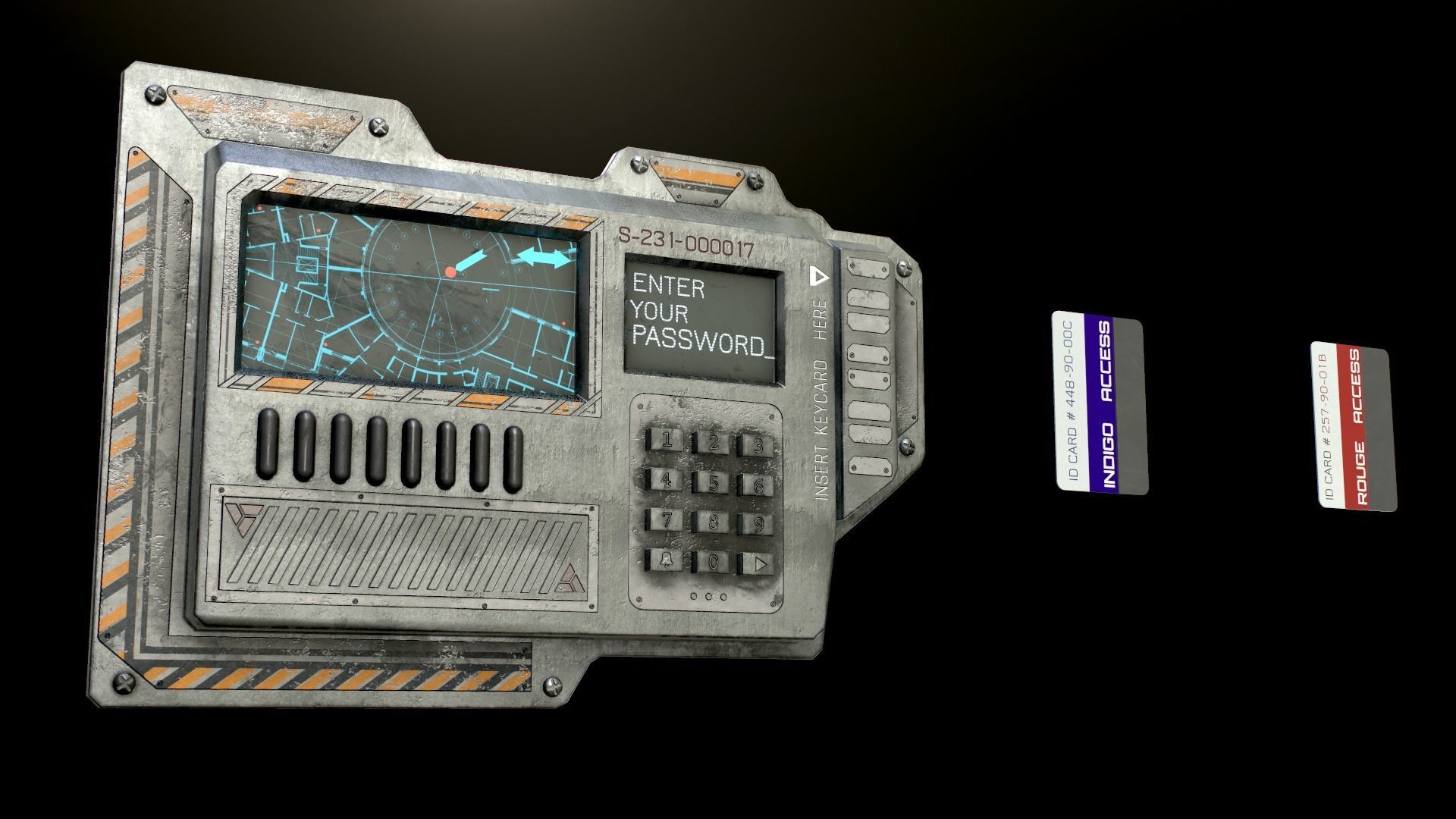 Sci-Fi Door electric lock keypad or Card reader Low-poly 3D model_8