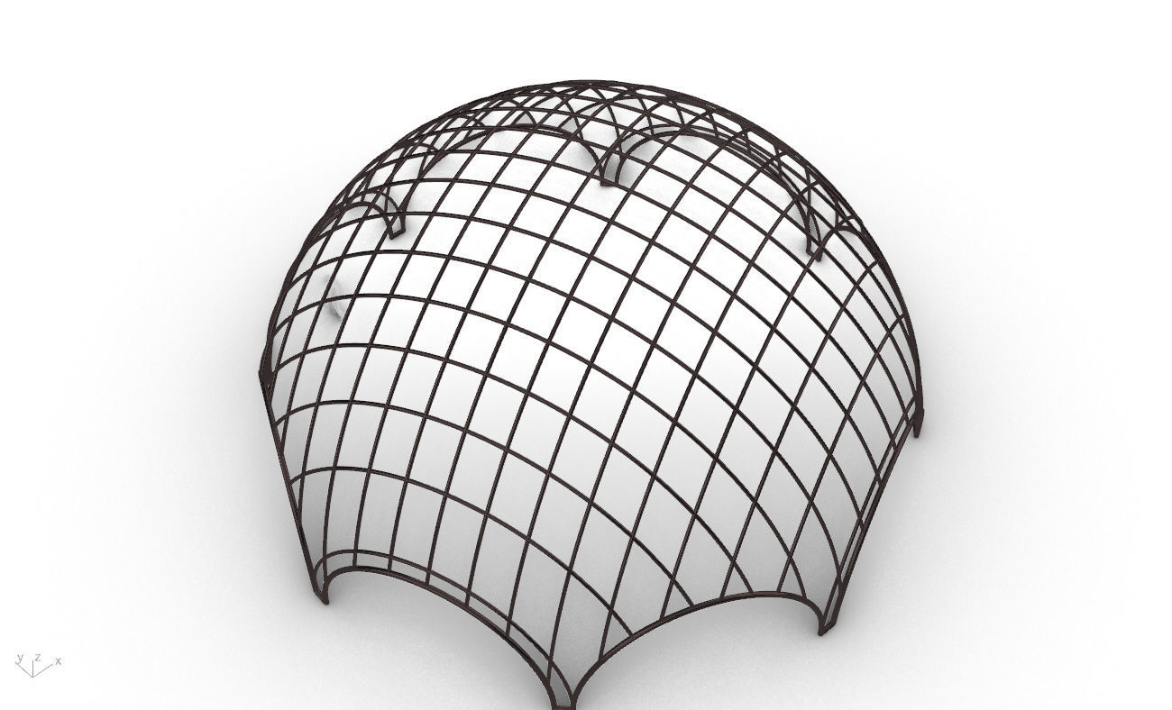 Octagonal Dome with Diagonal Wireframe Structure 3D model_28
