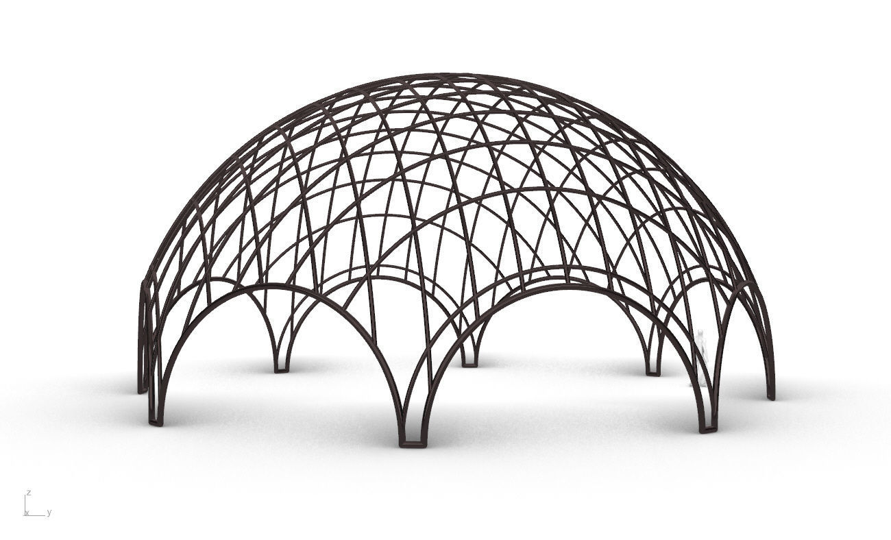 Octagonal Dome with Diagonal Wireframe Structure 3D model_14