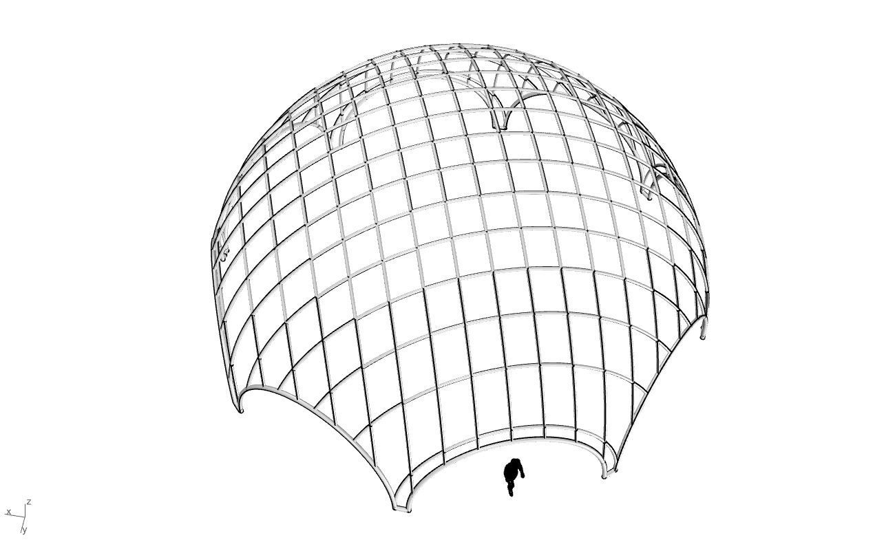 Octagonal Dome with Diagonal Wireframe Structure 3D model_41