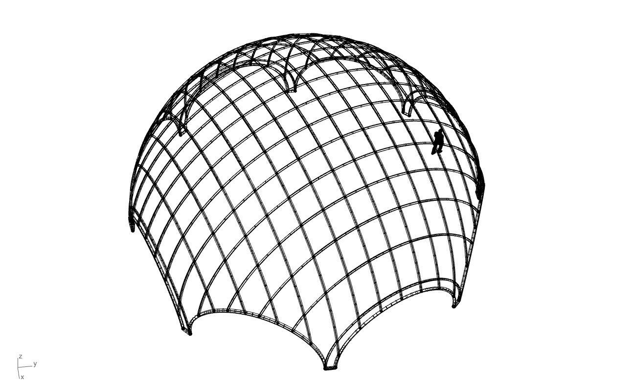 Octagonal Dome with Diagonal Wireframe Structure 3D model_75