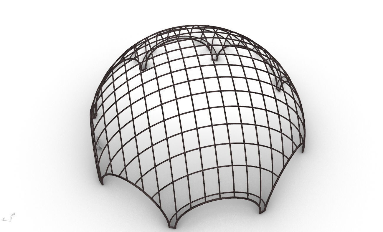Octagonal Dome with Diagonal Wireframe Structure 3D model_26