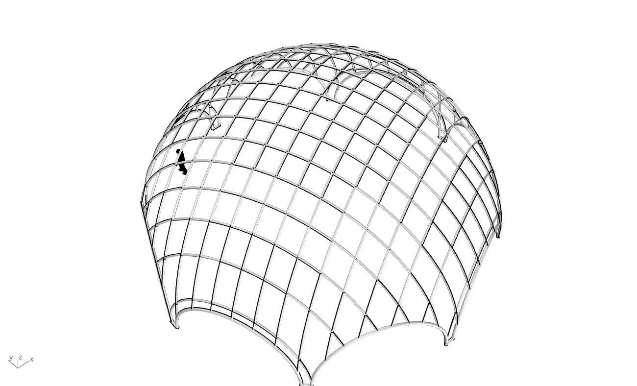 Octagonal Dome with Diagonal Wireframe Structure 3D model_48