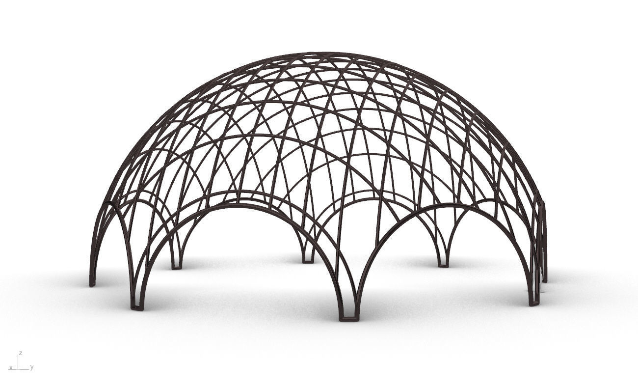 Octagonal Dome with Diagonal Wireframe Structure 3D model_16