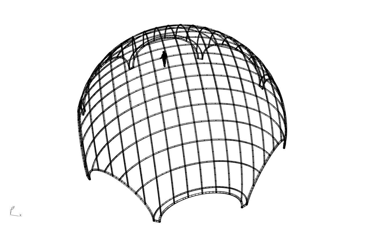 Octagonal Dome with Diagonal Wireframe Structure 3D model_71