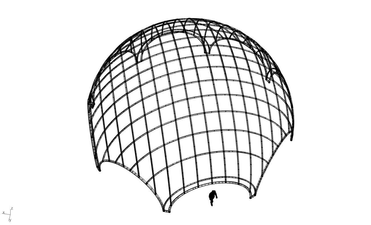 Octagonal Dome with Diagonal Wireframe Structure 3D model_61