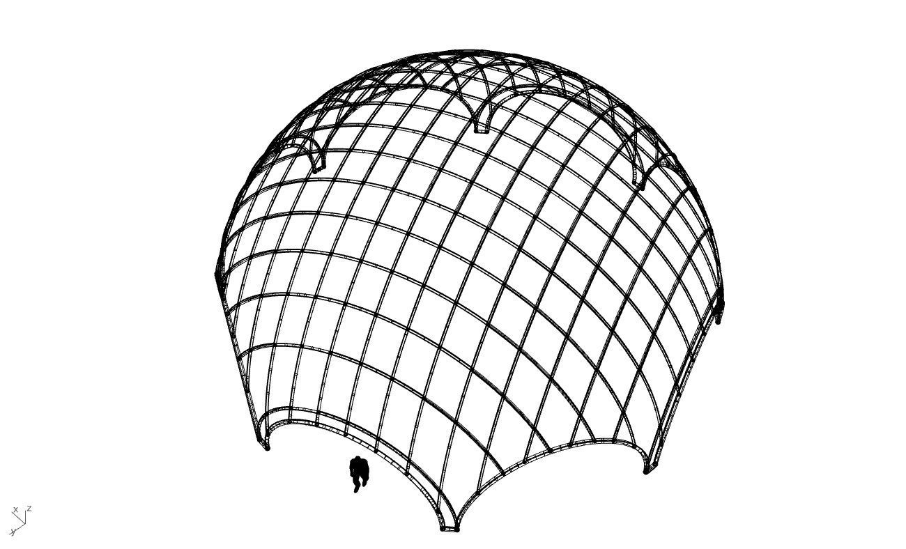 Octagonal Dome with Diagonal Wireframe Structure 3D model_63