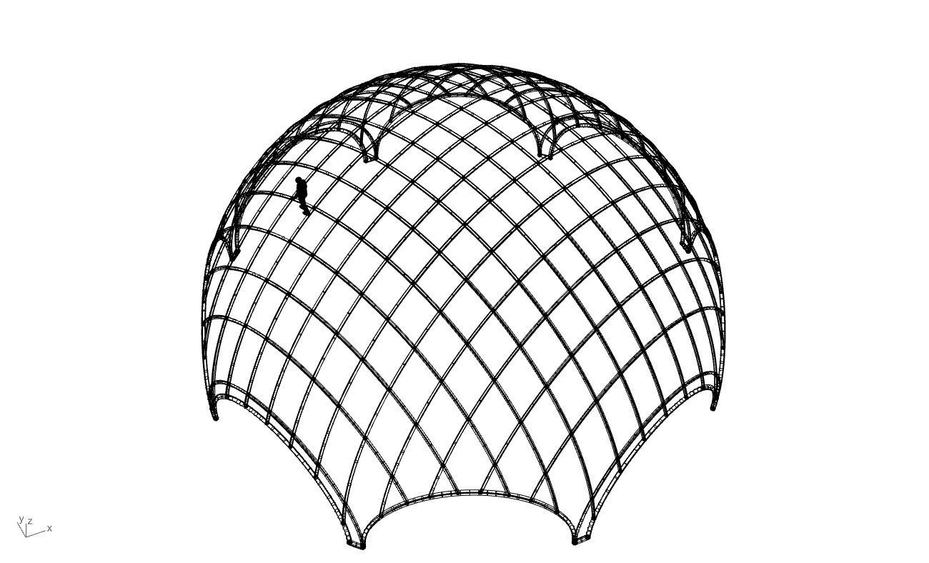 Octagonal Dome with Diagonal Wireframe Structure 3D model_69