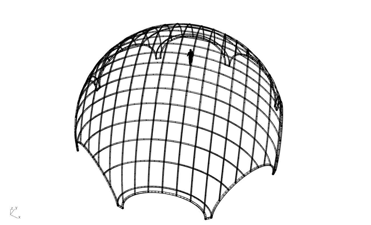 Octagonal Dome with Diagonal Wireframe Structure 3D model_72