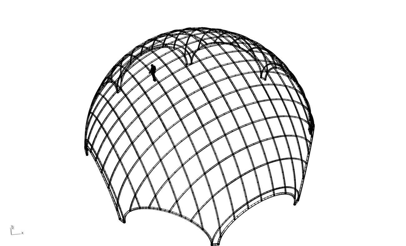 Octagonal Dome with Diagonal Wireframe Structure 3D model_70