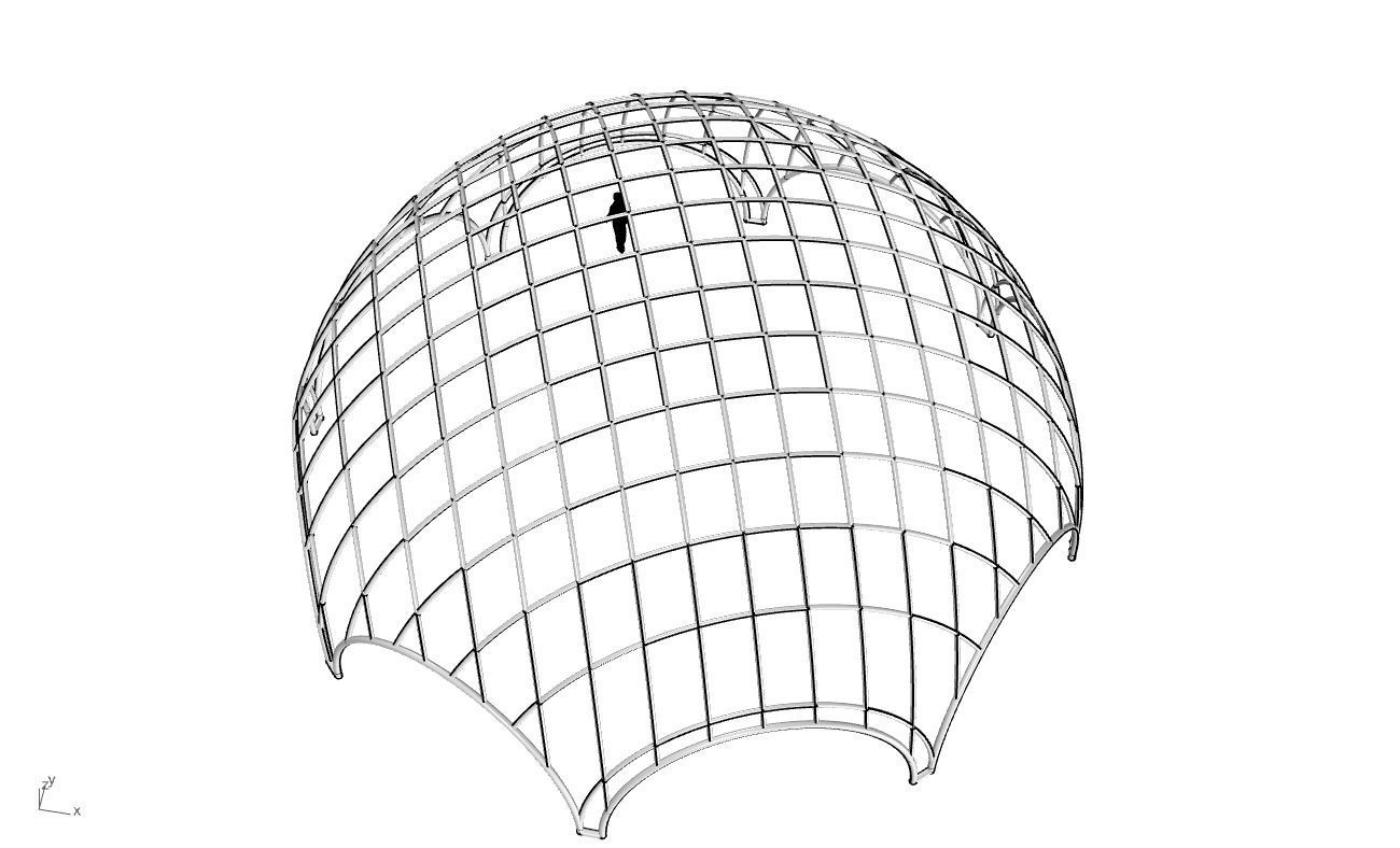 Octagonal Dome with Diagonal Wireframe Structure 3D model_51