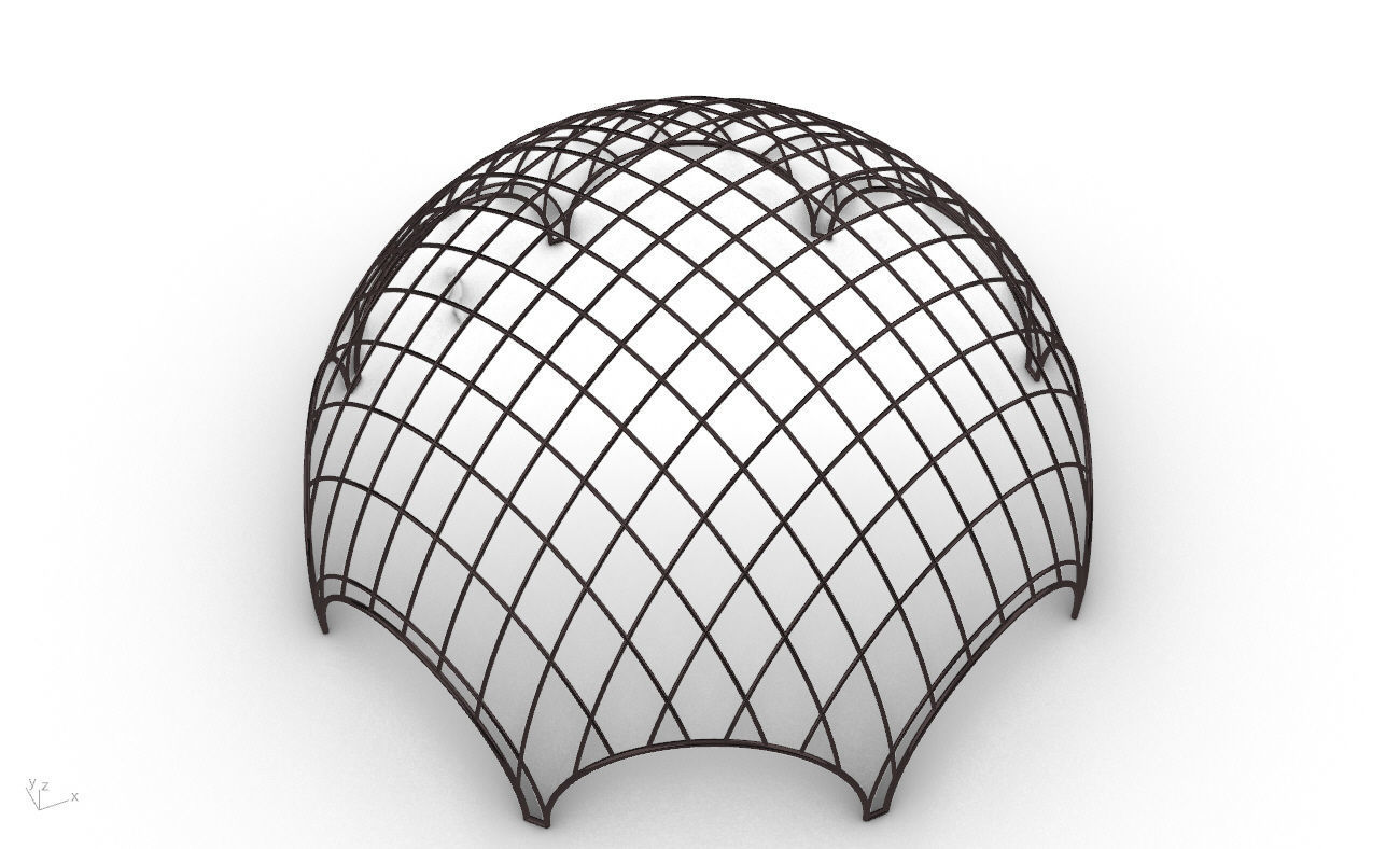 Octagonal Dome with Diagonal Wireframe Structure 3D model_29