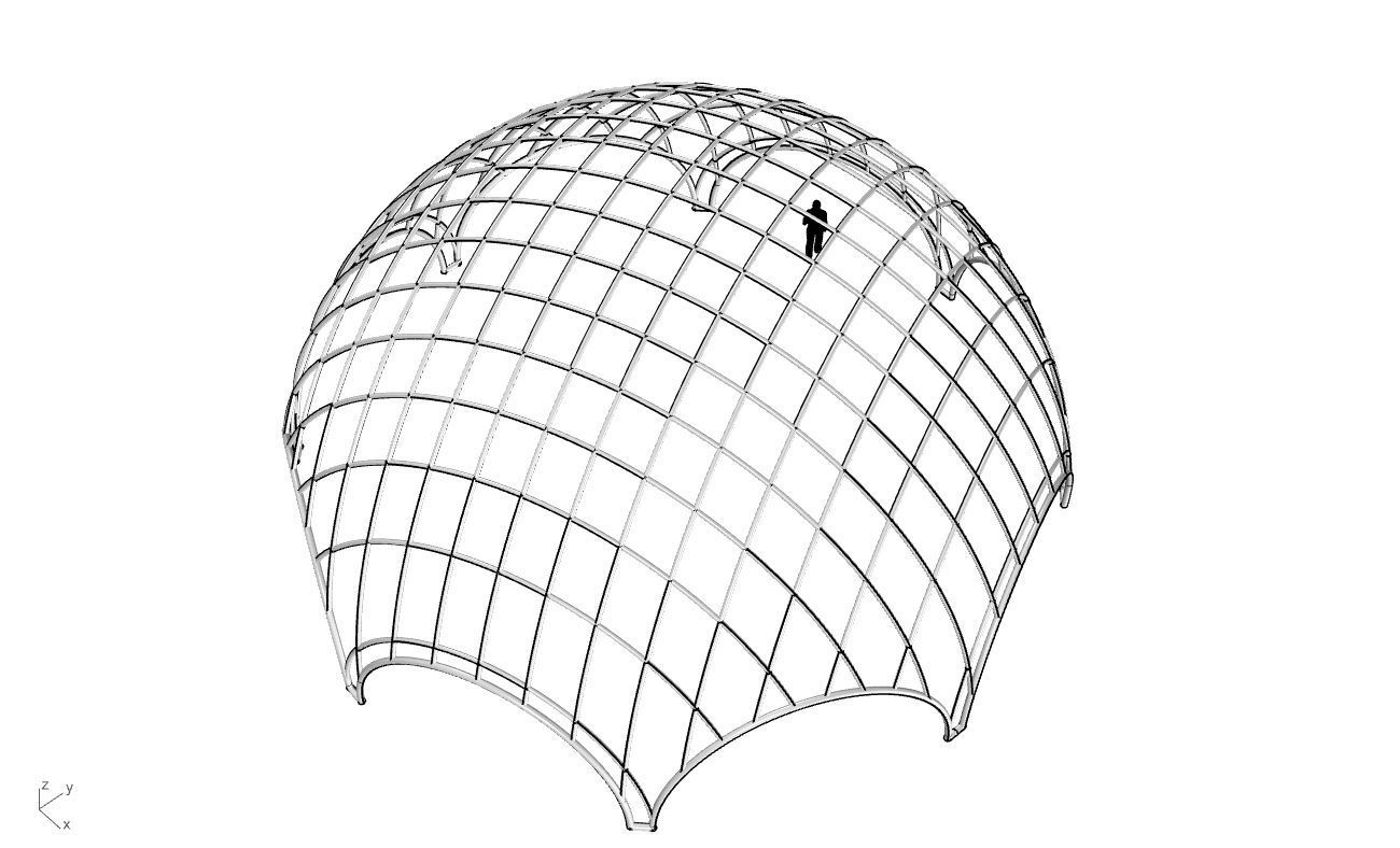 Octagonal Dome with Diagonal Wireframe Structure 3D model_53