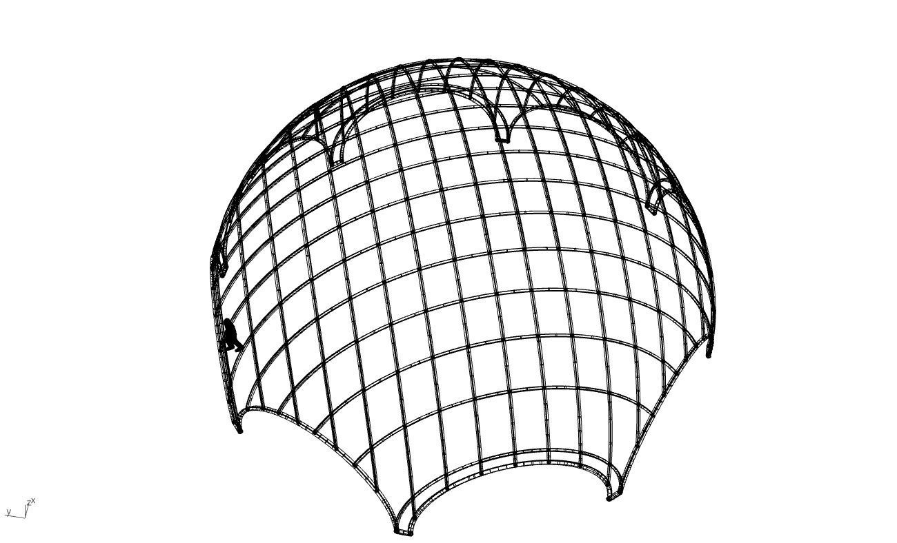 Octagonal Dome with Diagonal Wireframe Structure 3D model_66