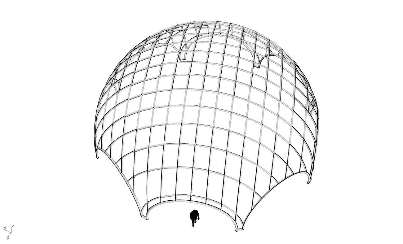 Octagonal Dome with Diagonal Wireframe Structure 3D model_42