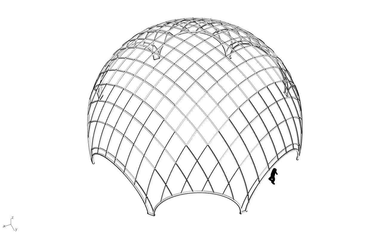 Octagonal Dome with Diagonal Wireframe Structure 3D model_59