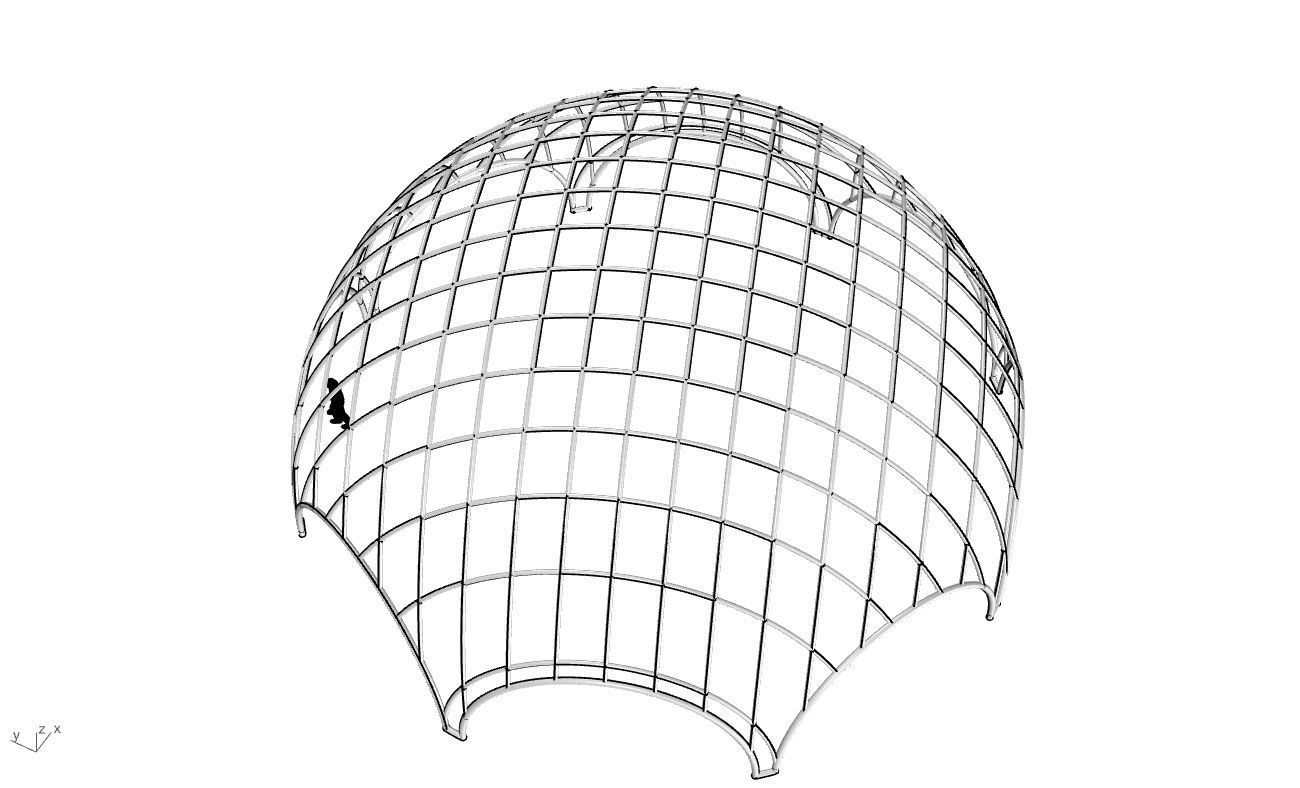 Octagonal Dome with Diagonal Wireframe Structure 3D model_47