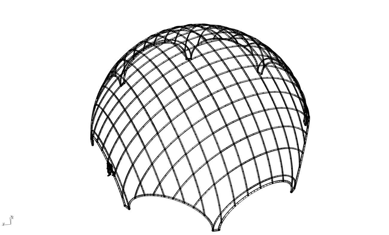 Octagonal Dome with Diagonal Wireframe Structure 3D model_65