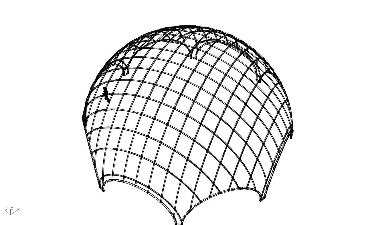 Octagonal Dome with Diagonal Wireframe Structure 3D model_68