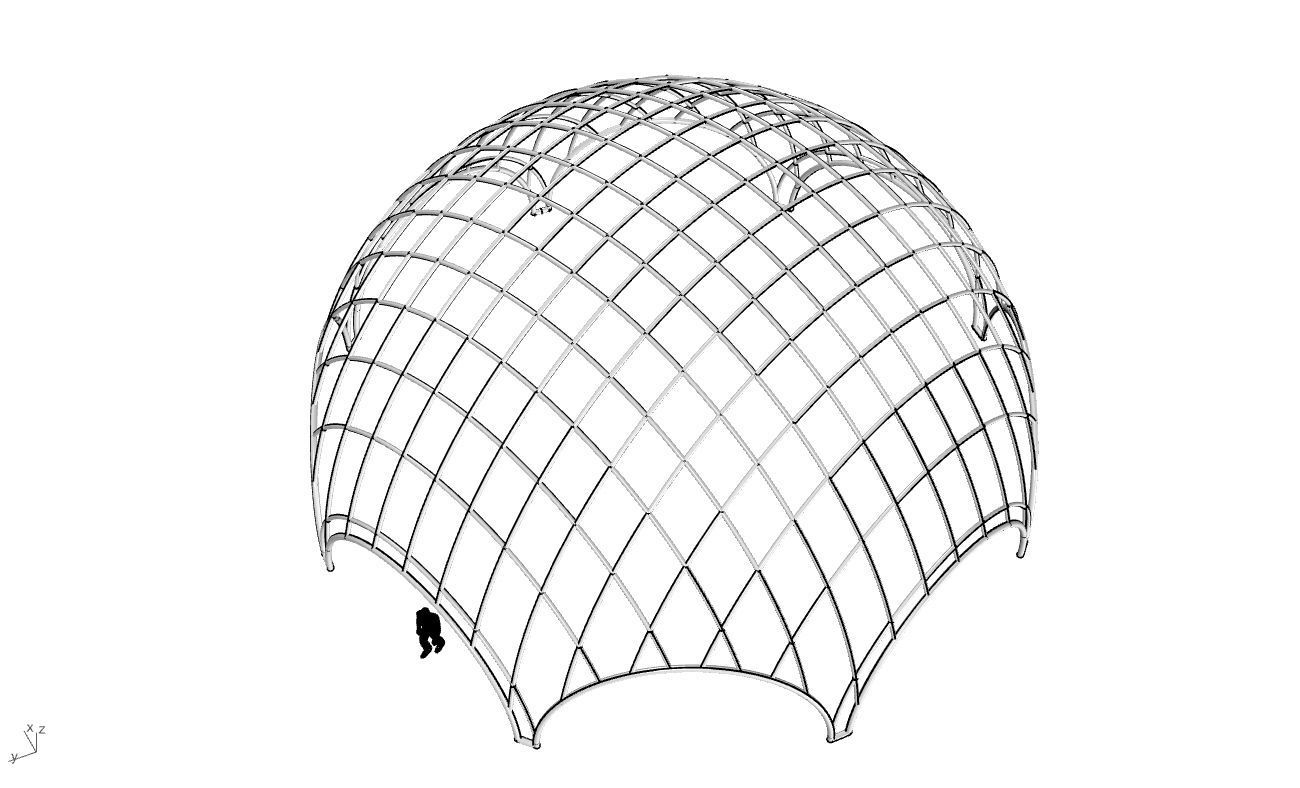 Octagonal Dome with Diagonal Wireframe Structure 3D model_44