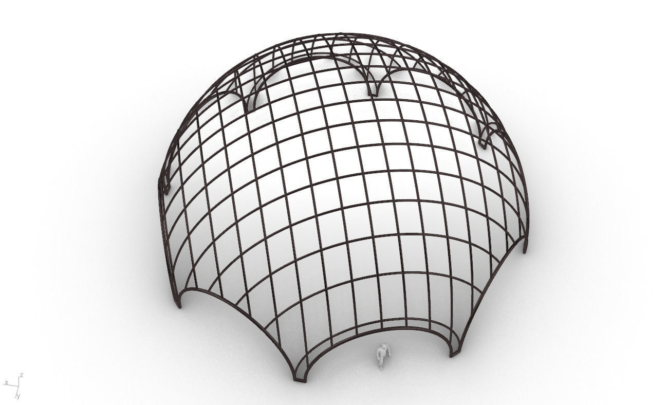Octagonal Dome with Diagonal Wireframe Structure 3D model_21