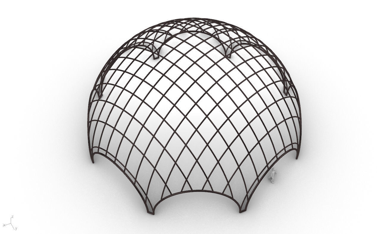 Octagonal Dome with Diagonal Wireframe Structure 3D model_39