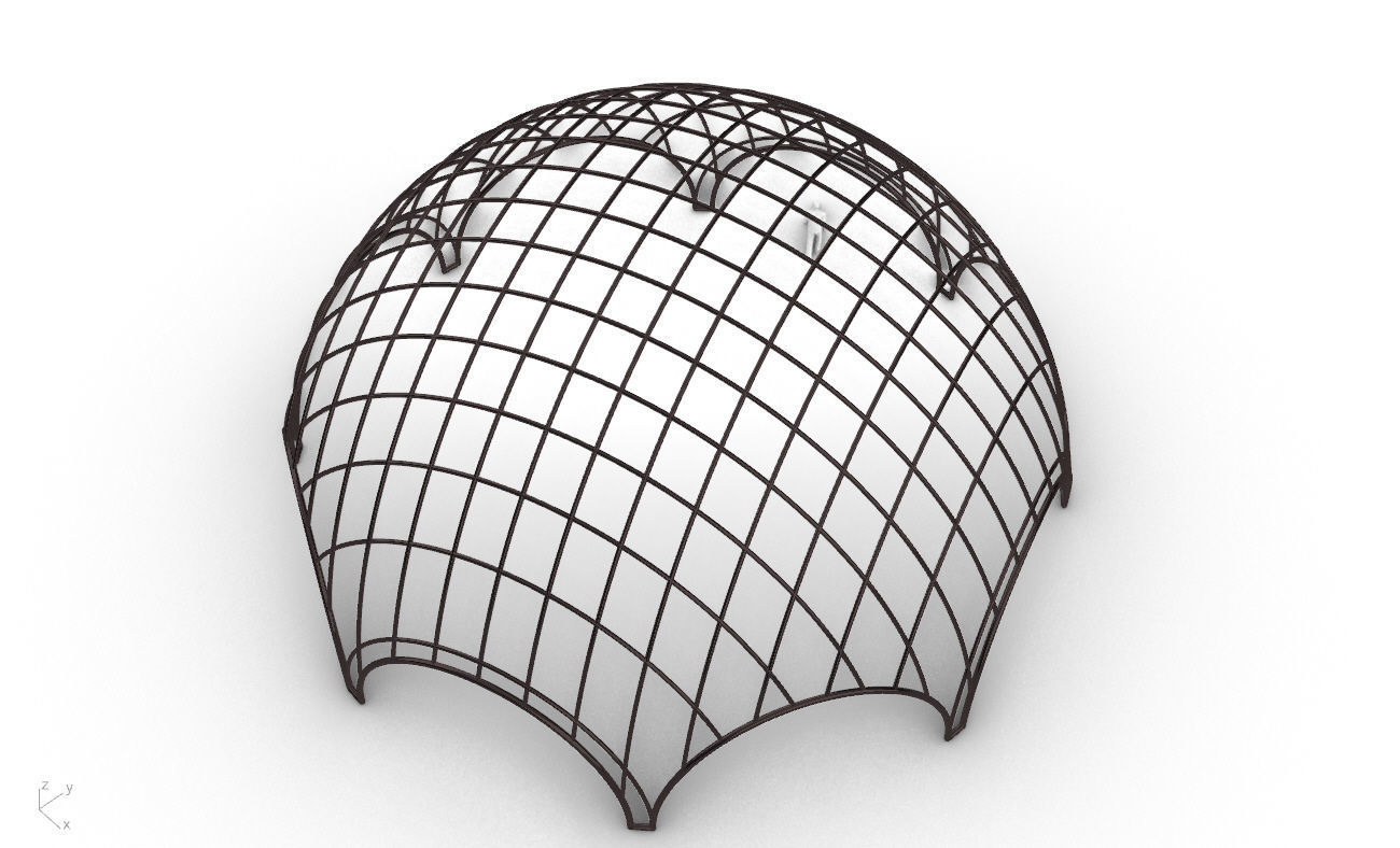 Octagonal Dome with Diagonal Wireframe Structure 3D model_33