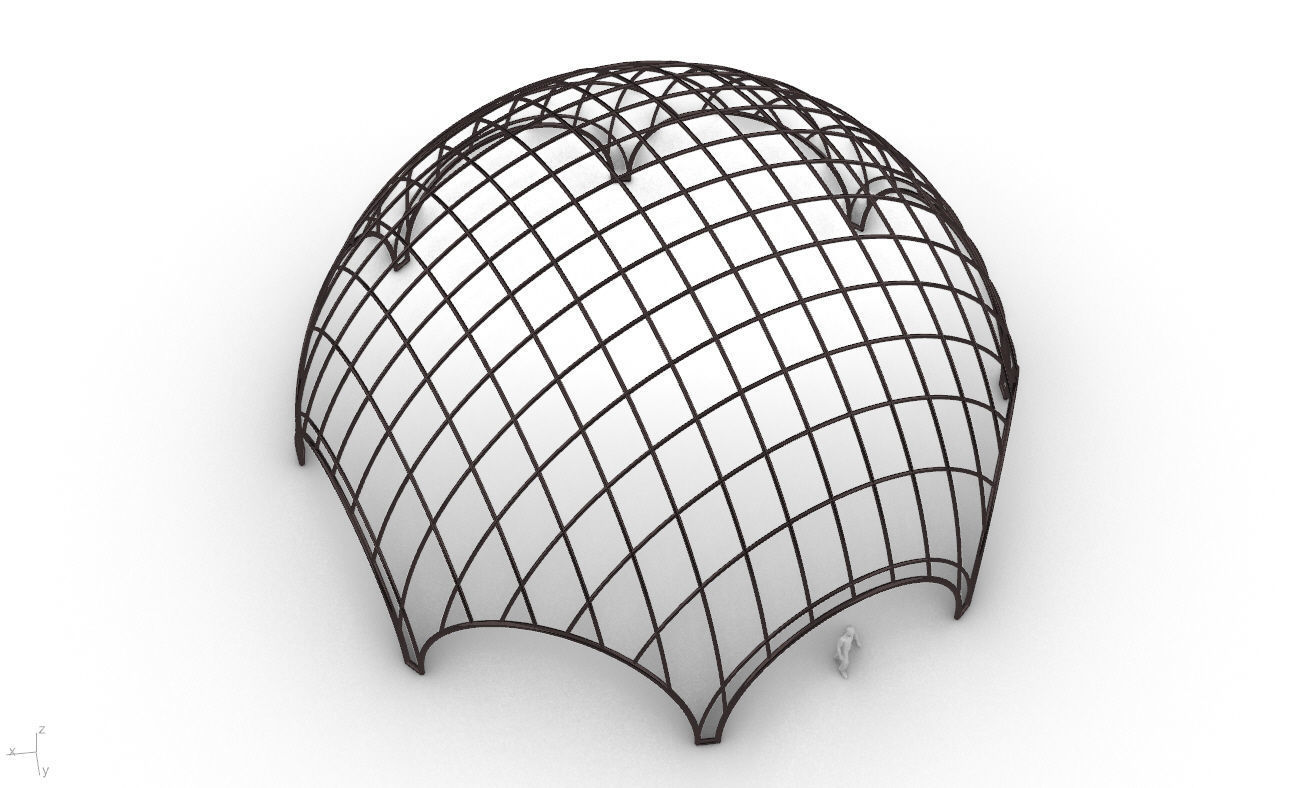 Octagonal Dome with Diagonal Wireframe Structure 3D model_20