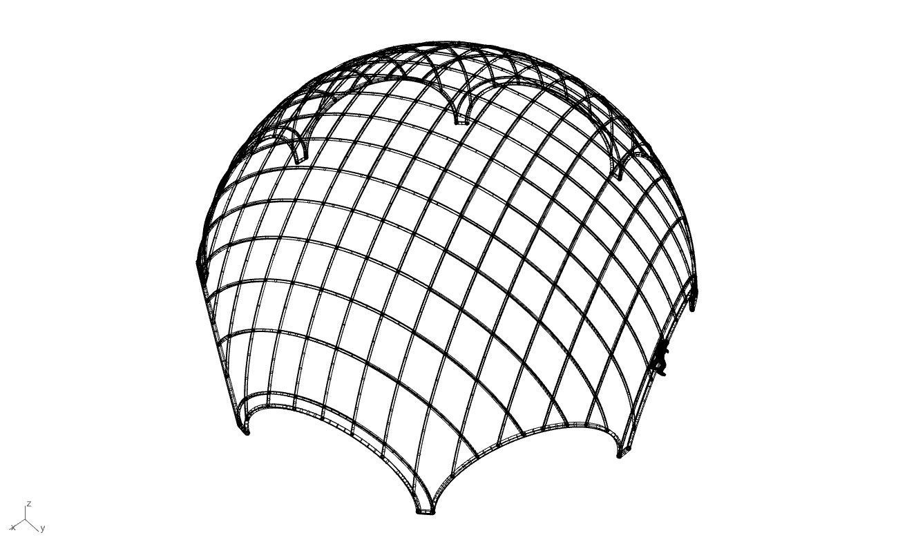 Octagonal Dome with Diagonal Wireframe Structure 3D model_78