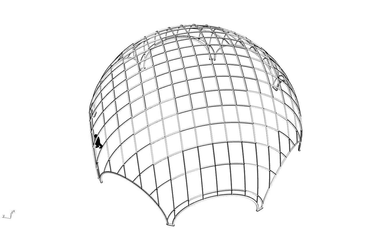 Octagonal Dome with Diagonal Wireframe Structure 3D model_46