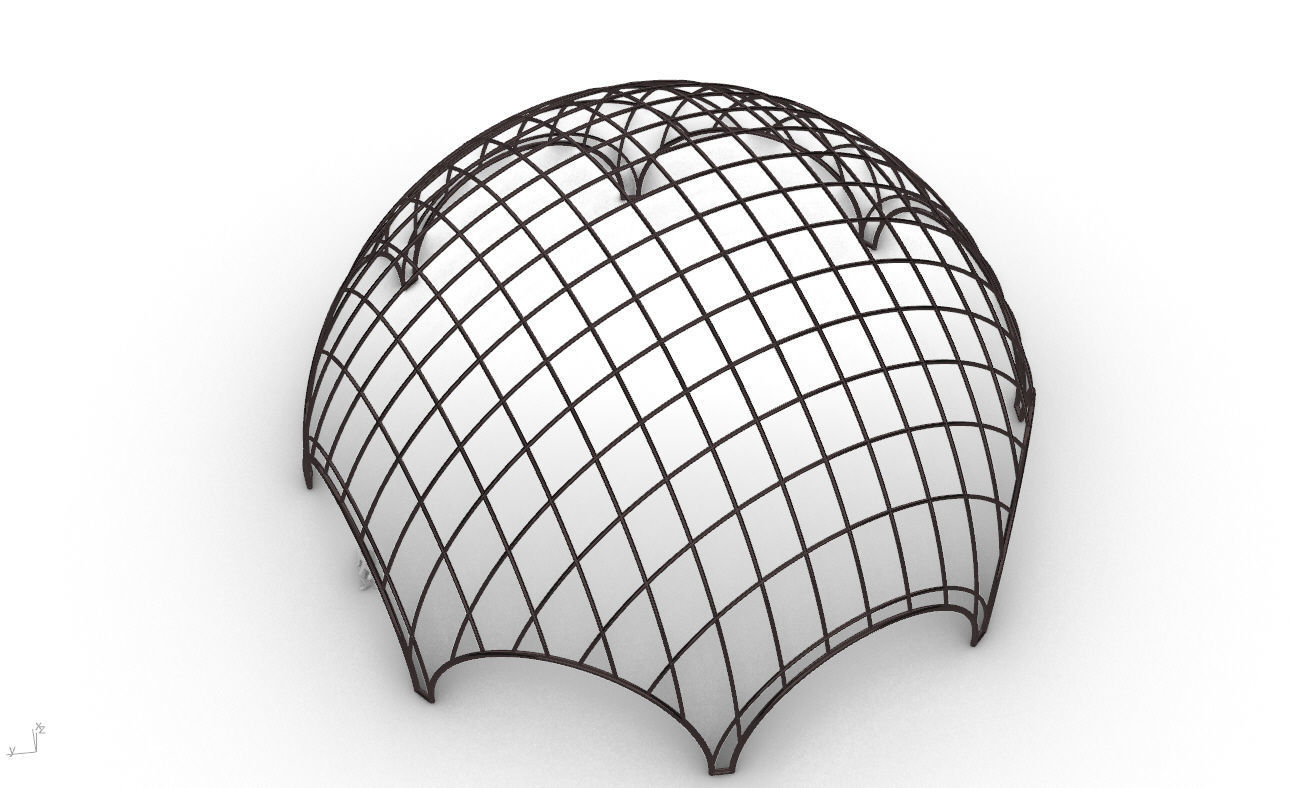 Octagonal Dome with Diagonal Wireframe Structure 3D model_25