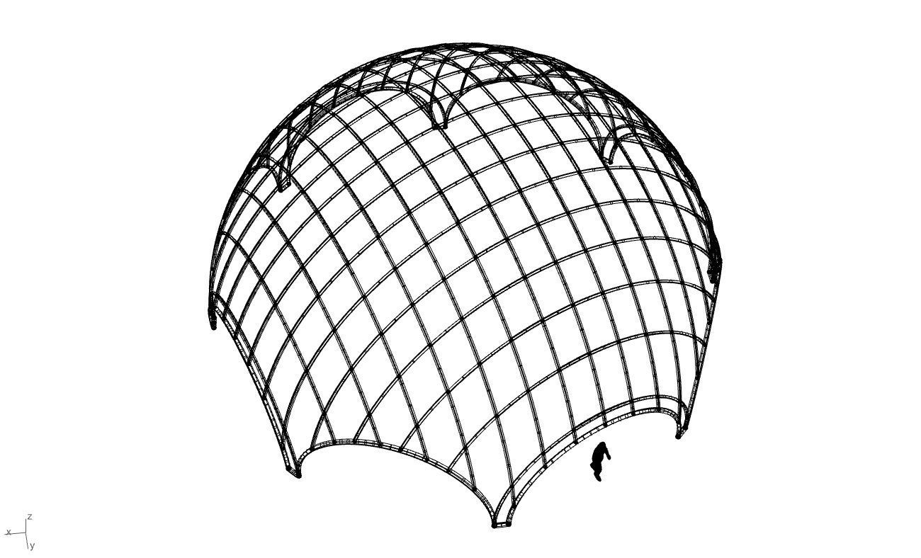Octagonal Dome with Diagonal Wireframe Structure 3D model_60