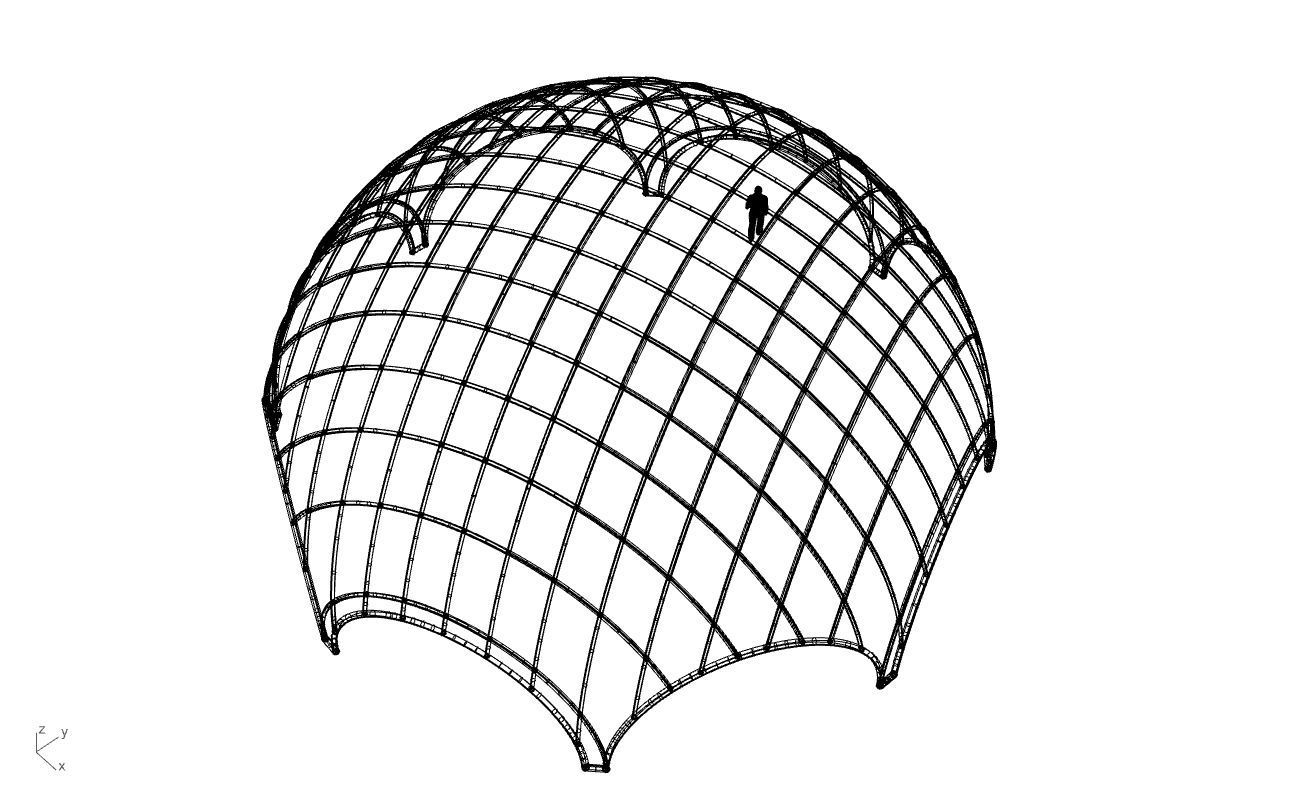 Octagonal Dome with Diagonal Wireframe Structure 3D model_73