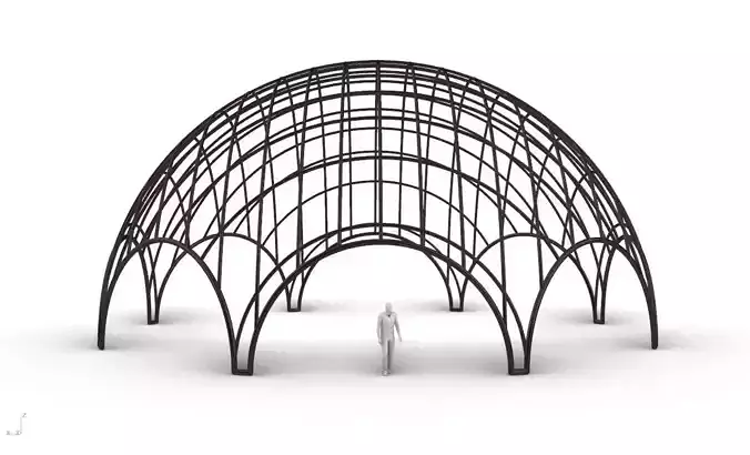Octagonal Dome with Diagonal Wireframe Structure