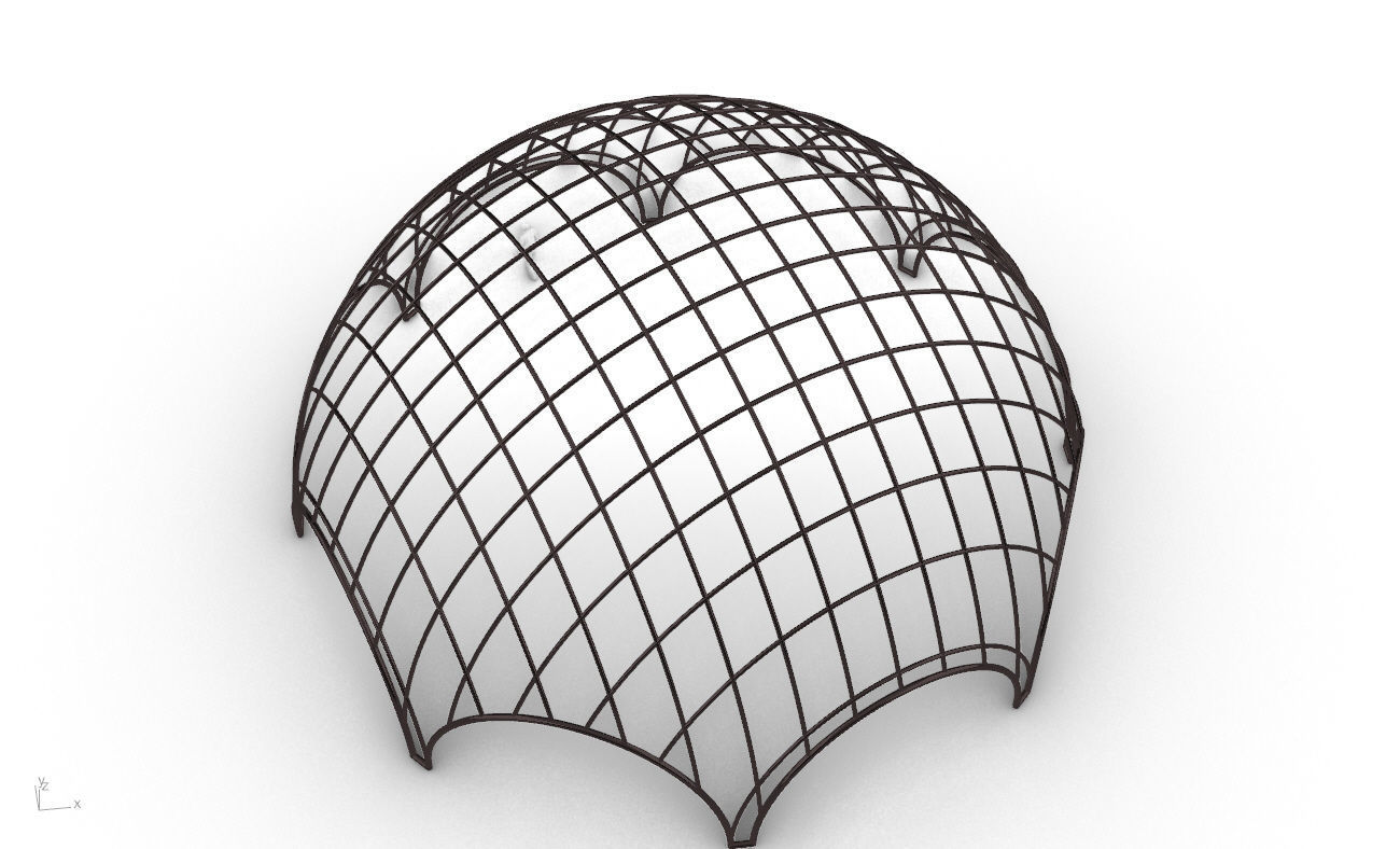 Octagonal Dome with Diagonal Wireframe Structure 3D model_30