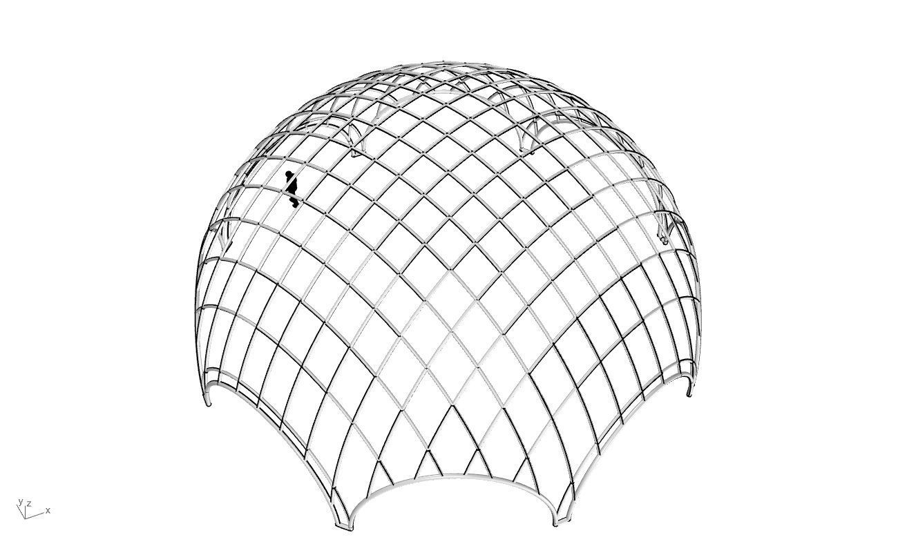 Octagonal Dome with Diagonal Wireframe Structure 3D model_49
