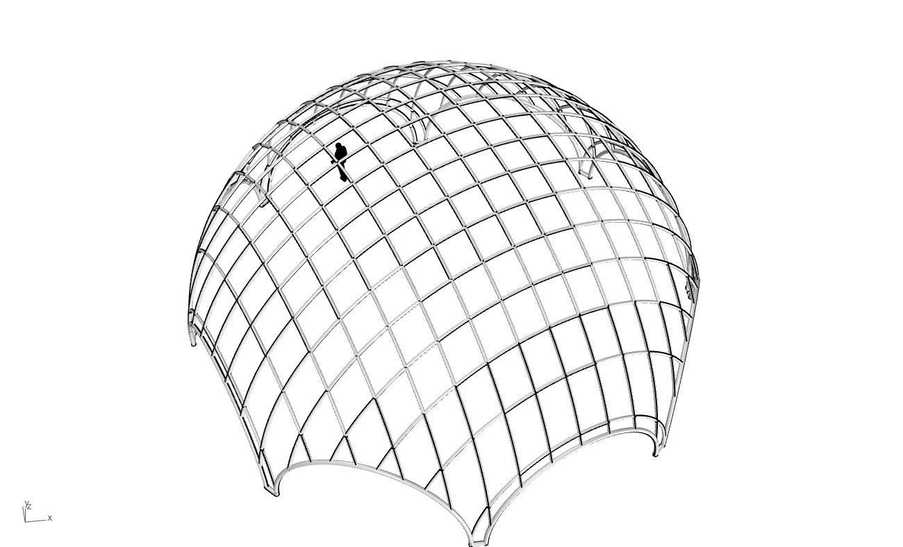 Octagonal Dome with Diagonal Wireframe Structure 3D model_50