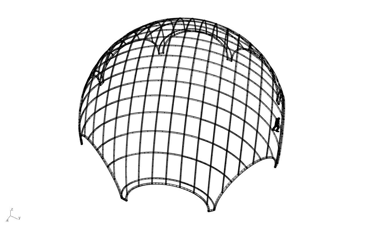 Octagonal Dome with Diagonal Wireframe Structure 3D model_77
