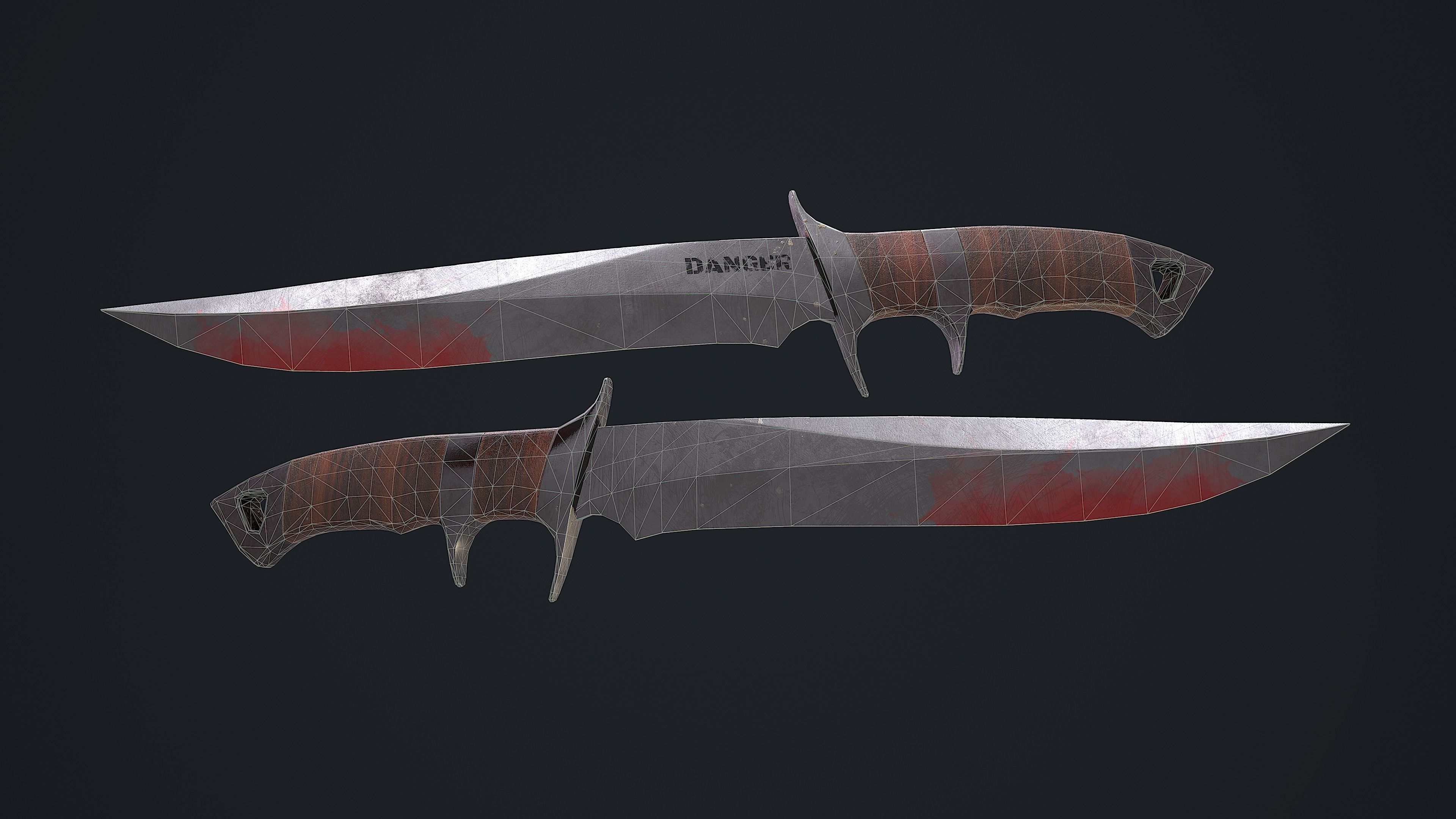 Knife Danger Low-poly 3D model_2